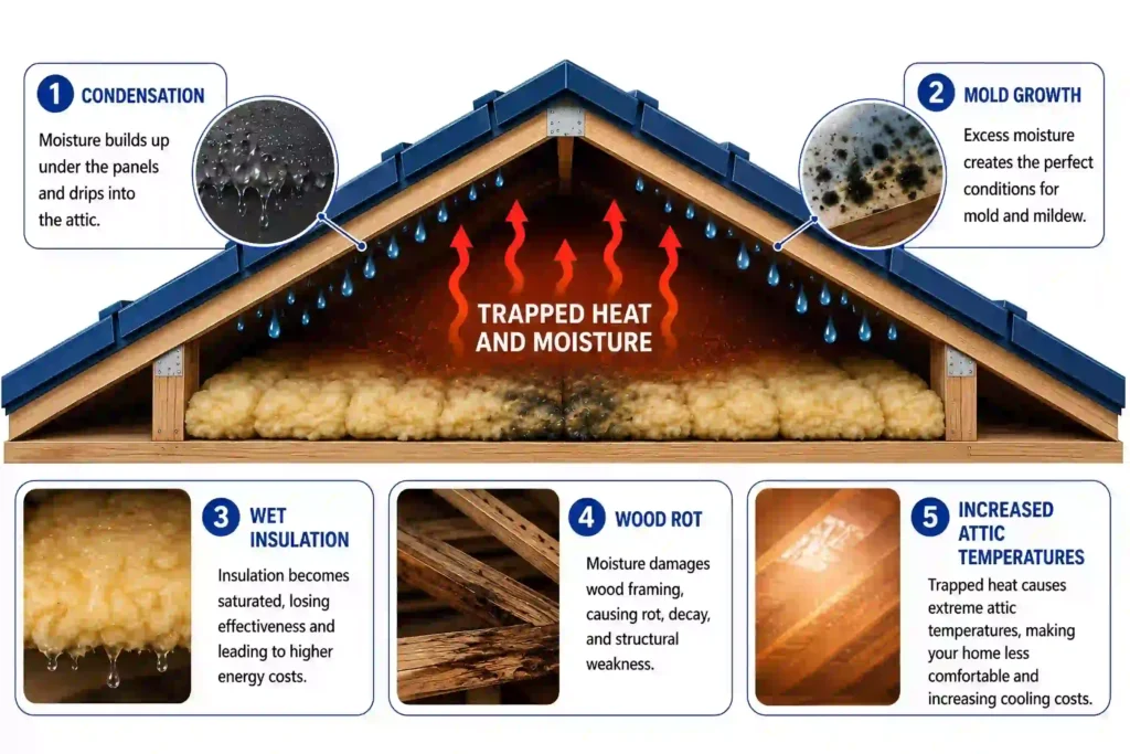 Metal roof ventilation airflow diagram