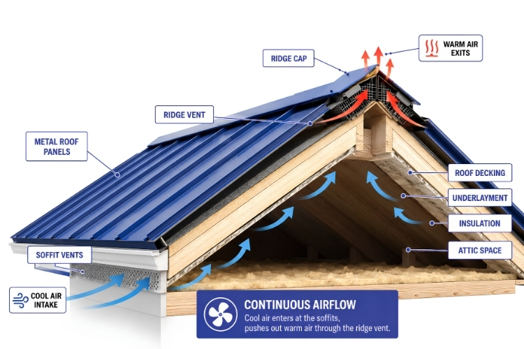 Metal roof ventilation diagram