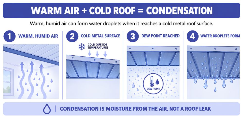 How metal roof condensation forms