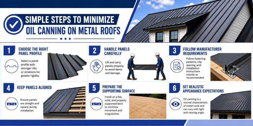 How to prevent oil canning on a metal roof
